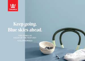 Tikkurila: błękit Y354 Cumulus kolorem roku 2021! Y354 Cumulus – spokojny, delikatny błękit reprezentujący perspektywę przyszłości kształtującej się w jasnych barwach